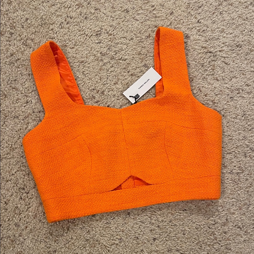 Karen Millen orange boucle bralet top size 4 NWT #46
